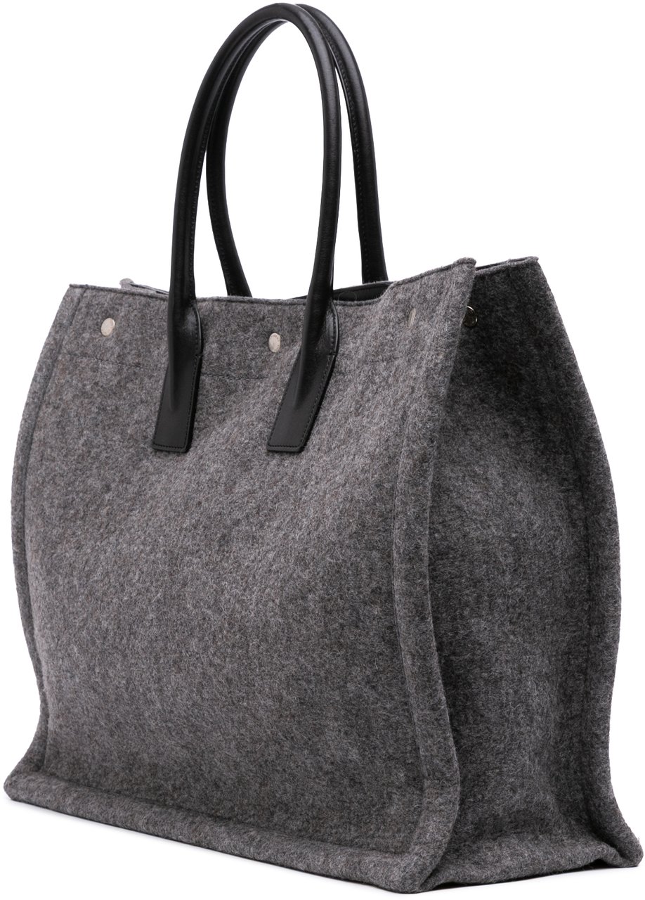 Saint Laurent Large Wool Rive Gauche Tote Grijs