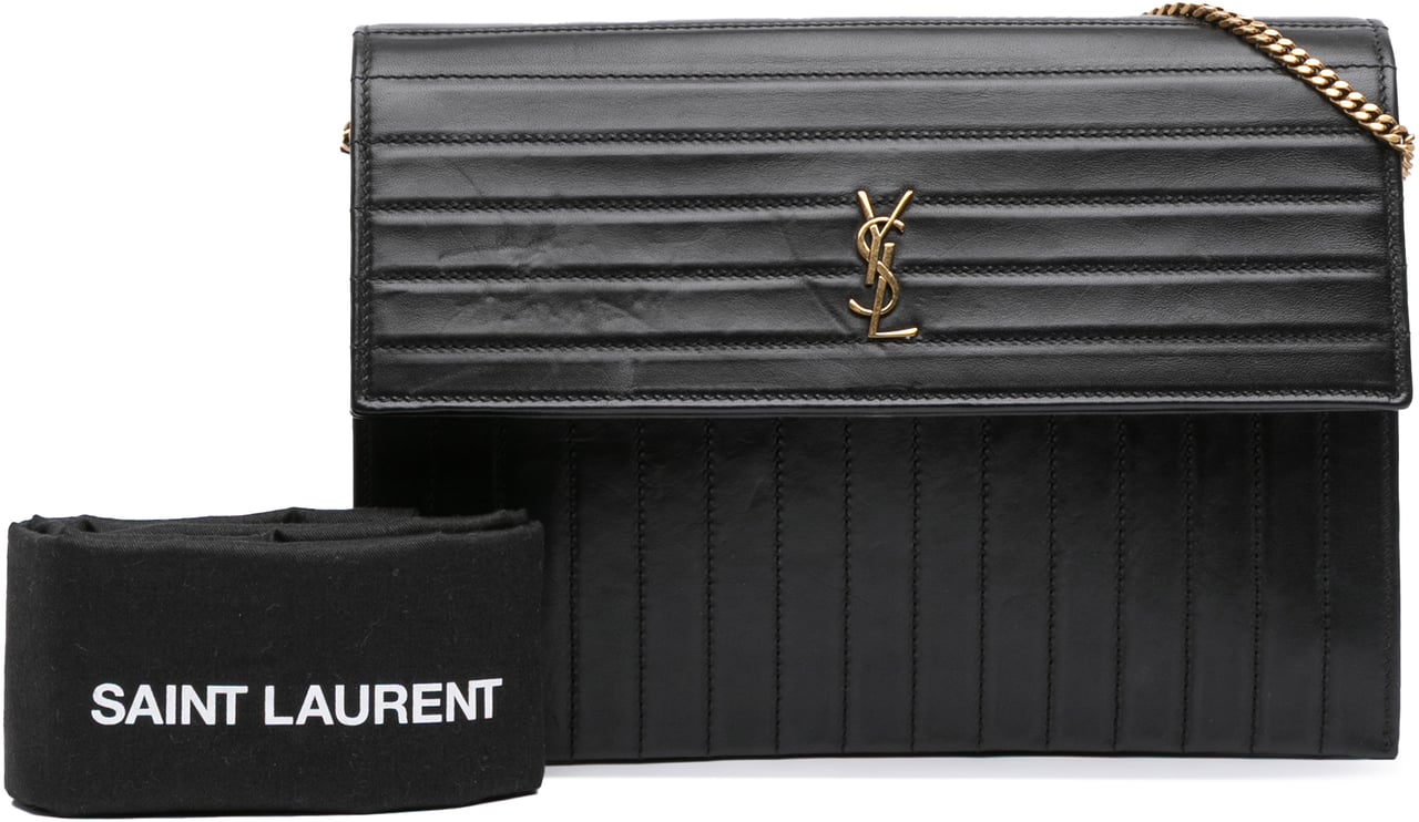 Saint Laurent Quilted Calfskin Victoire Chain Crossbody Zwart