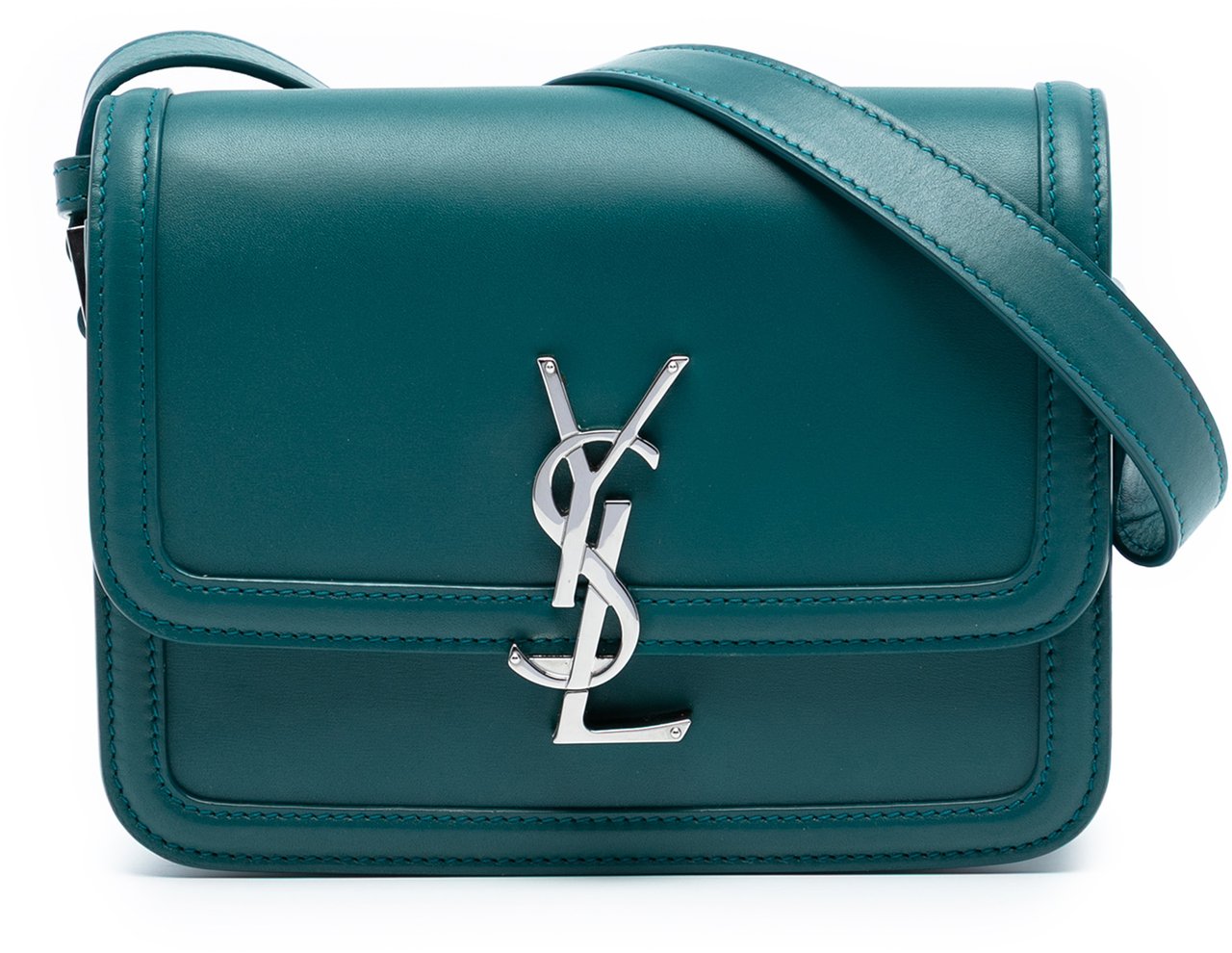 Saint Laurent Small Calfskin Solferino Satchel In Box Blauw