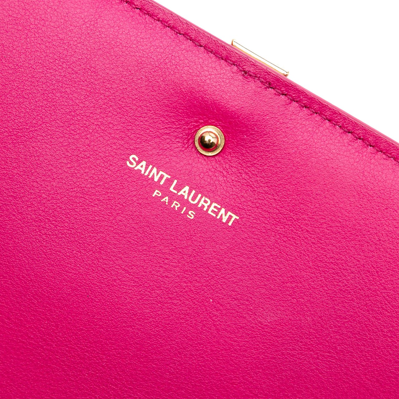 Saint Laurent Leather Chyc Ligne Wallet on Chain Roze