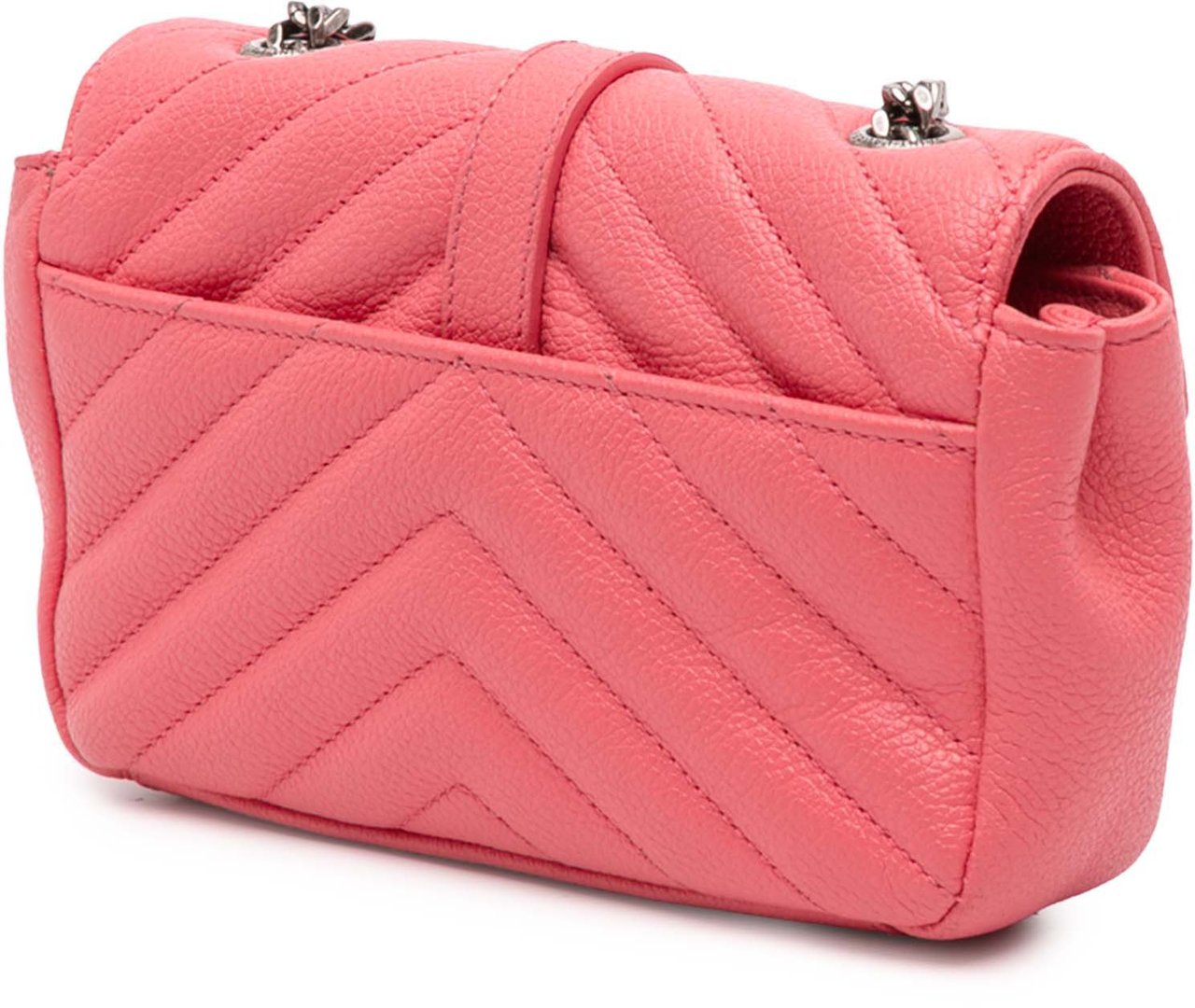 Saint Laurent Baby Grained Calfskin Chevron Classic Monogram Chain Bag Roze