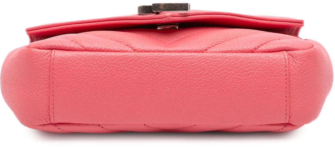 Saint Laurent Baby Grained Calfskin Chevron Classic Monogram Chain Bag Roze