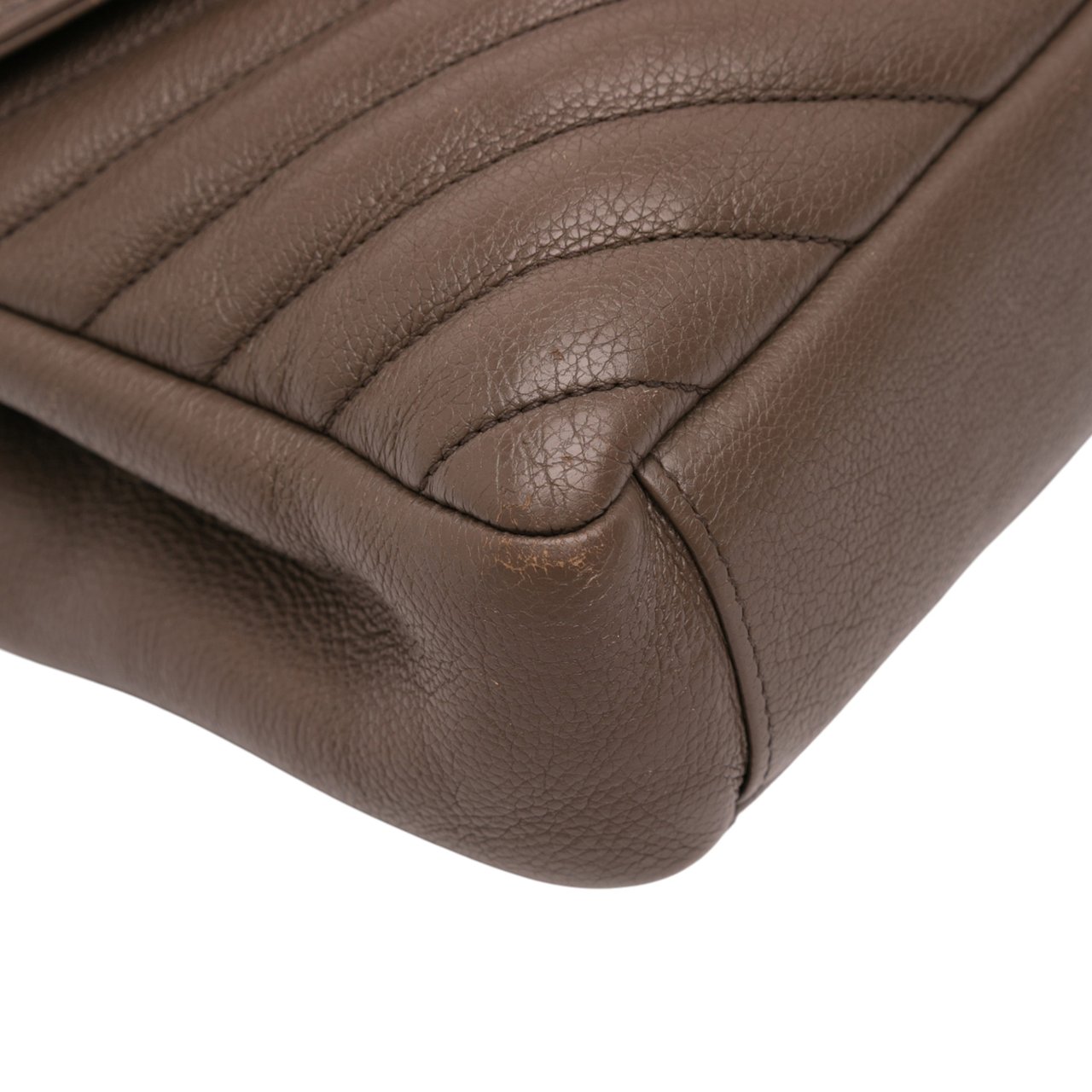 Saint Laurent Medium Quilted Chevron Sheepskin College Satchel Bruin