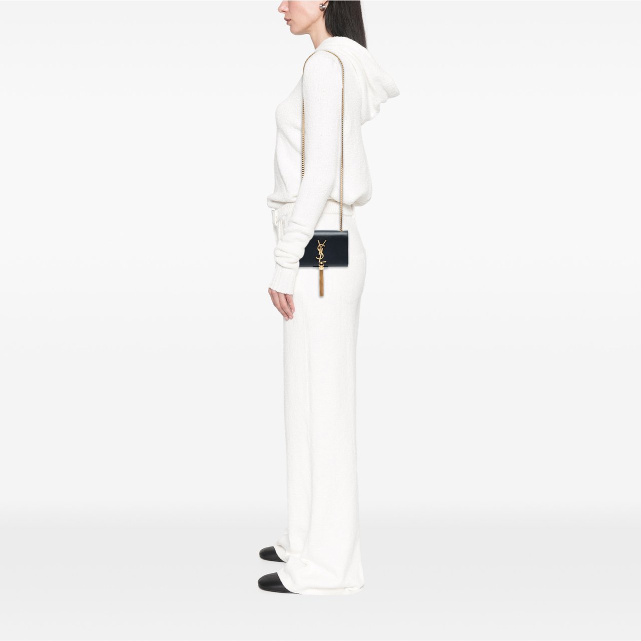 Saint Laurent Small Leather Monogram Kate Tassel Crossbody Zwart