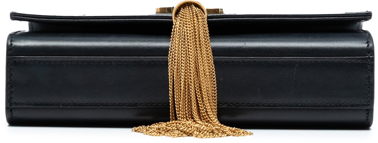 Saint Laurent Small Leather Monogram Kate Tassel Crossbody Zwart