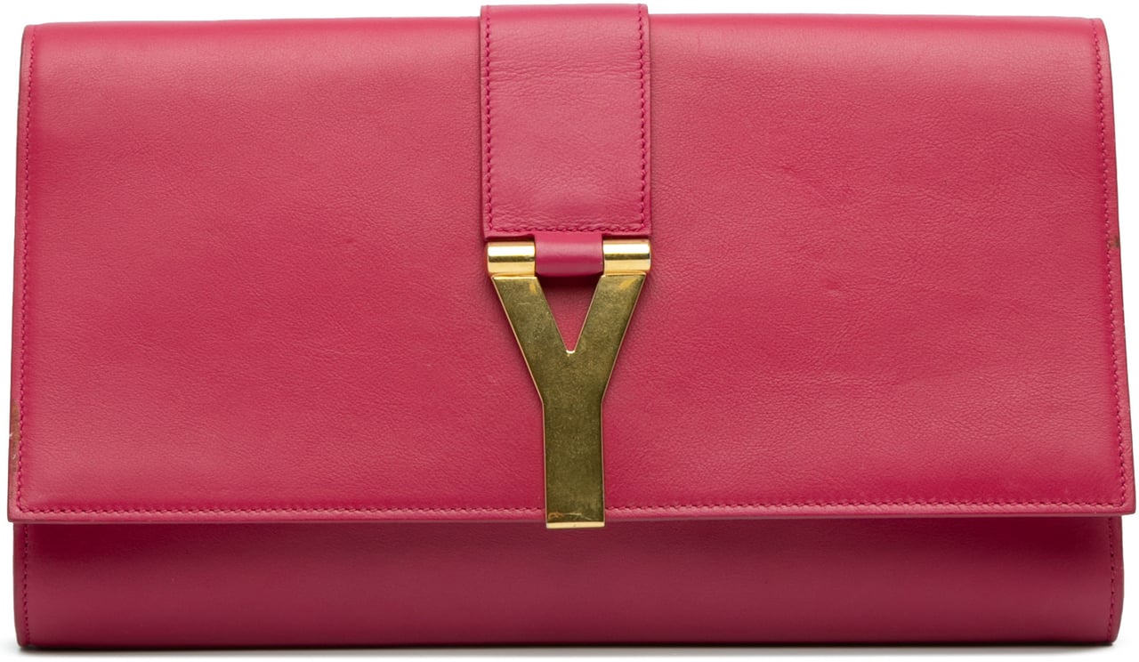 Saint Laurent Leather Chyc Ligne Clutch Roze