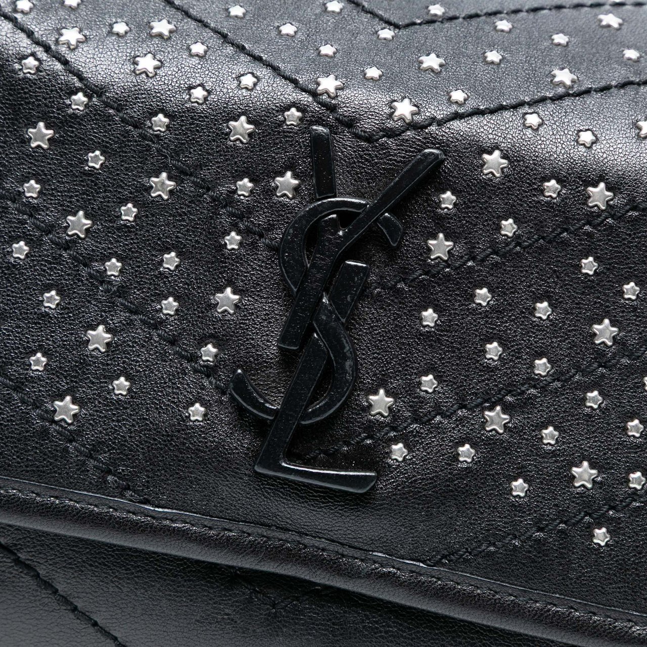 Saint Laurent Studded Calfskin Stardust Monogram Niki Body Bag Zwart