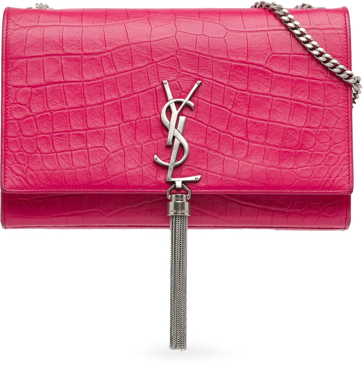 Saint Laurent Medium Embossed Kate Tassel Crossbody Roze
