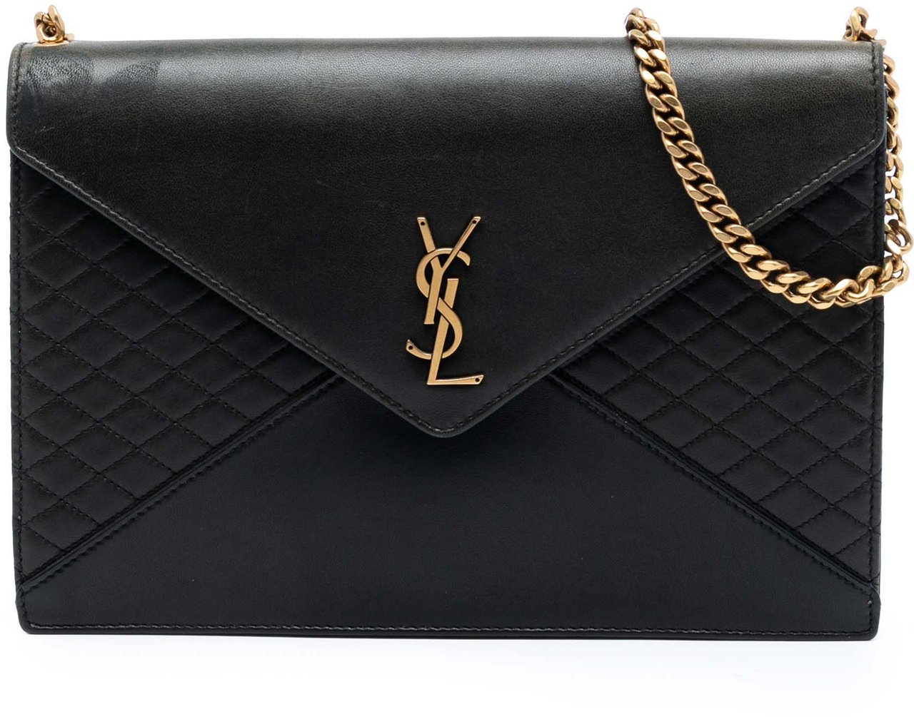 Saint Laurent Quilted Lambskin Monogram Gaby Shoulder Bag Zwart