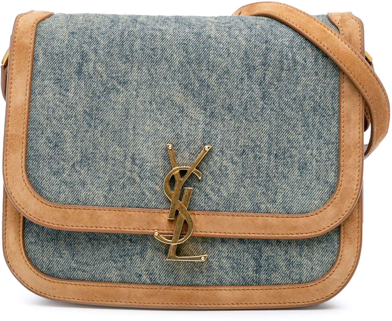 Saint Laurent Medium Denim Solferino Crossbody Blauw