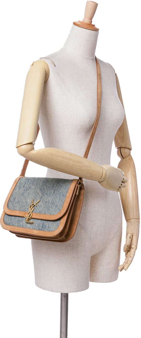 Saint Laurent Medium Denim Solferino Crossbody Blauw