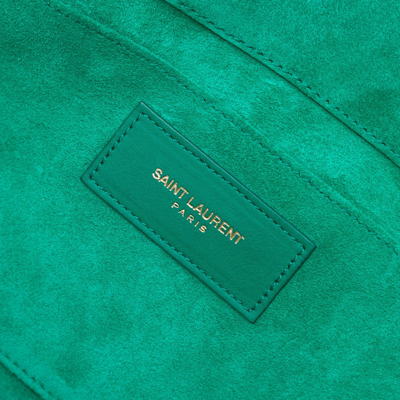 Saint Laurent Leather Chyc Ligne Clutch Groen
