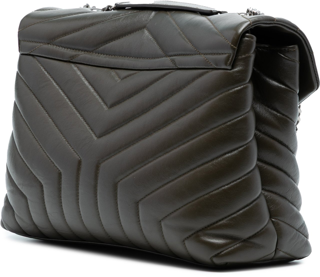 Saint Laurent Medium Matelasse Leather Monogram LouLou Chain Bag Groen