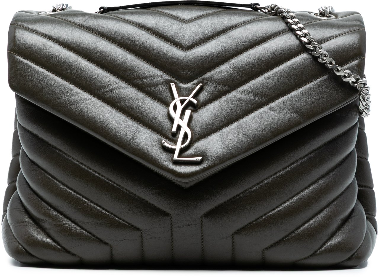 Saint Laurent Medium Matelasse Leather Monogram LouLou Chain Bag Groen