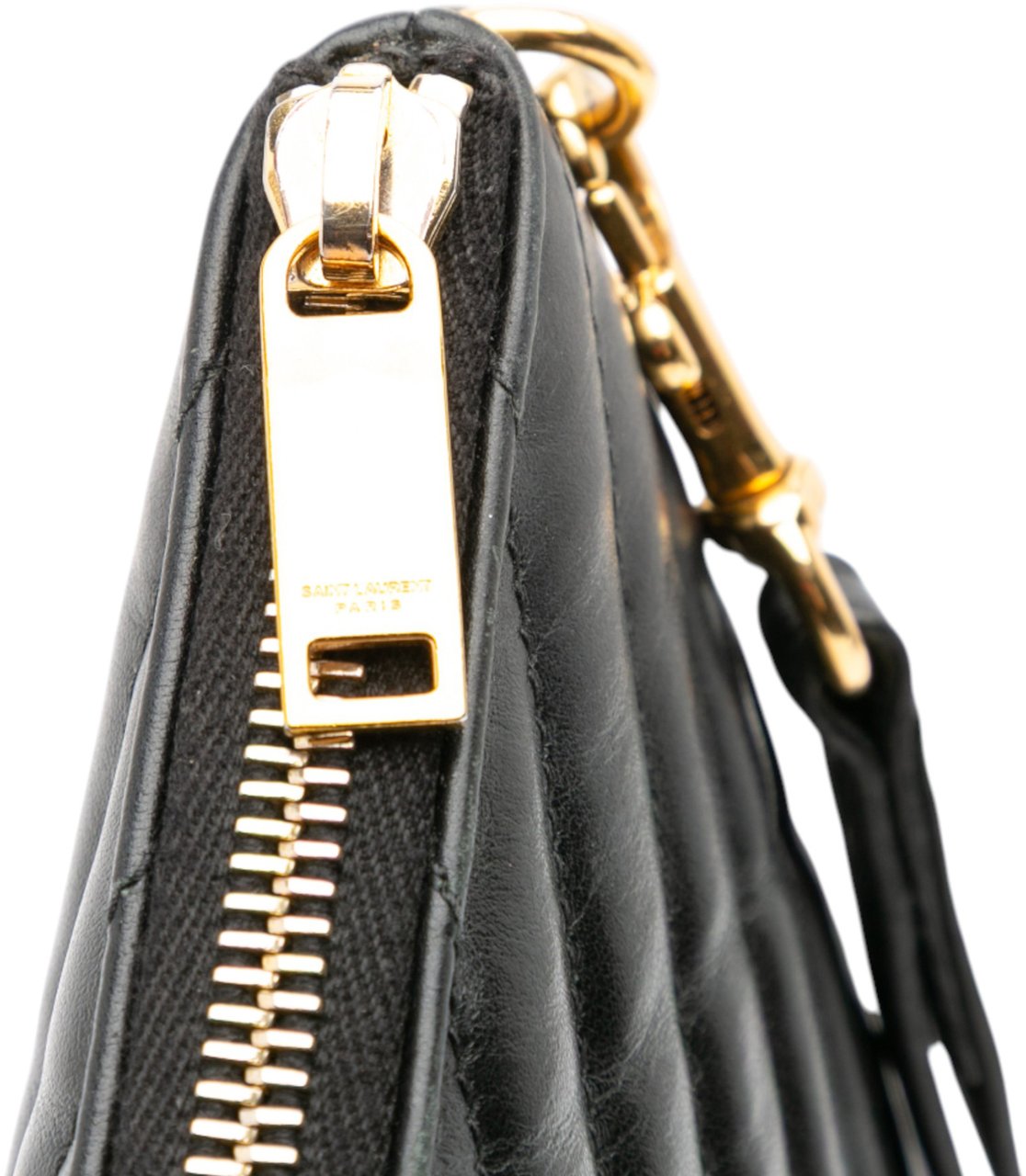 Saint Laurent Leather Chevron Monogram Document Holder Zwart