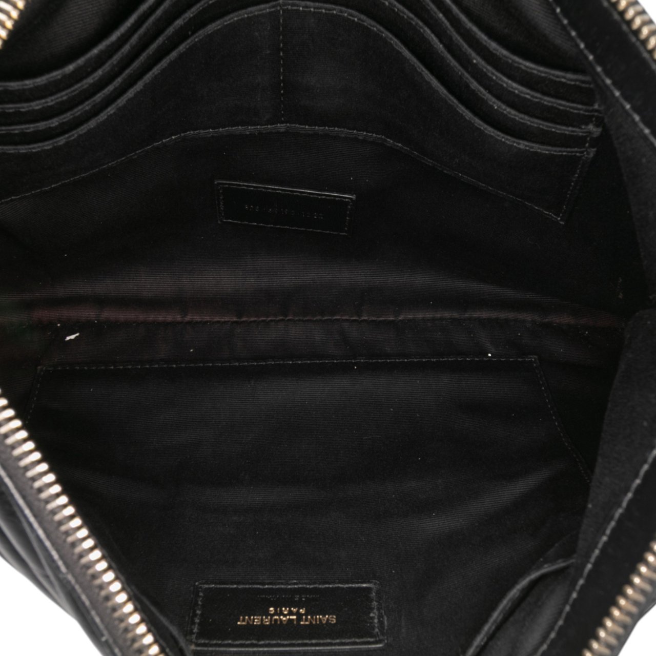 Saint Laurent Leather Chevron Monogram Document Holder Zwart