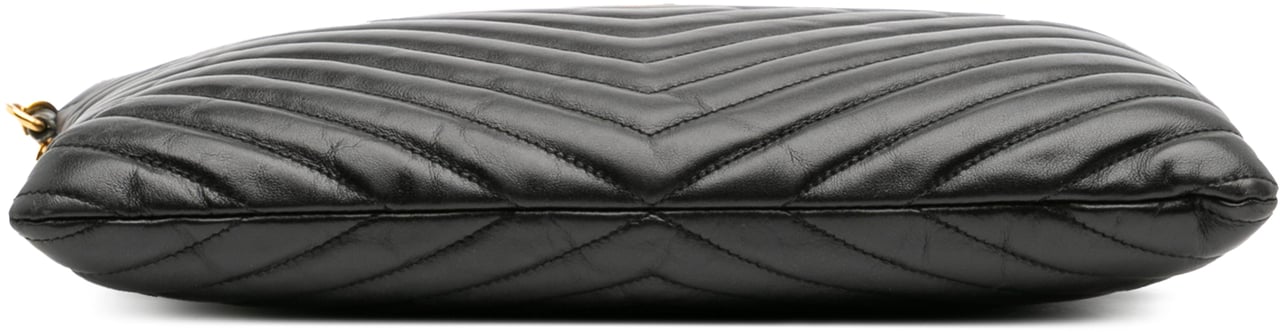 Saint Laurent Leather Chevron Monogram Document Holder Zwart