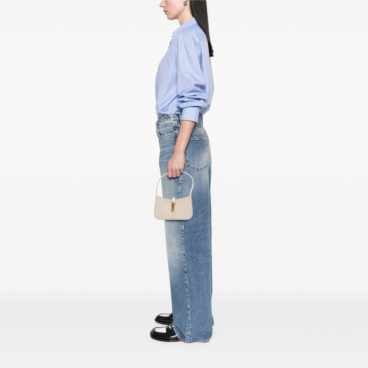 Saint Laurent Mini Smooth Calfskin Le 5 a 7 Hobo Wit
