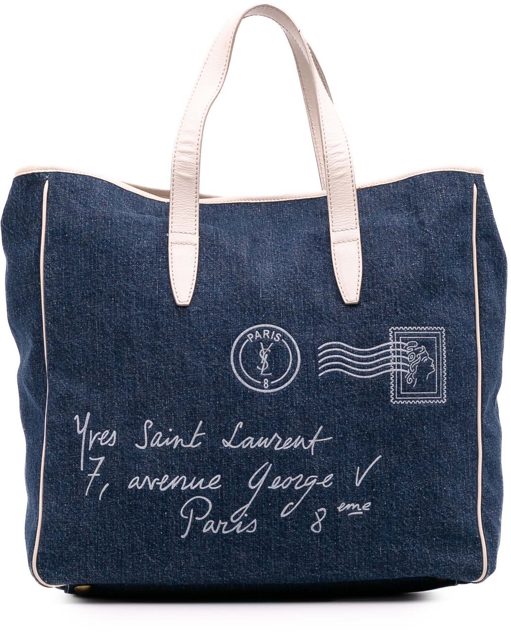 Saint Laurent Denim Y Mail Tote Blauw