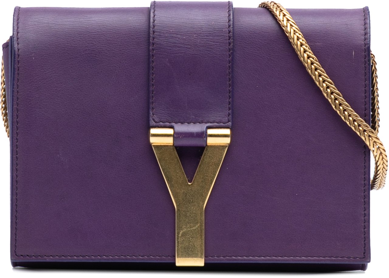 Saint Laurent Mini Leather Chyc Ligne Crossbody Paars