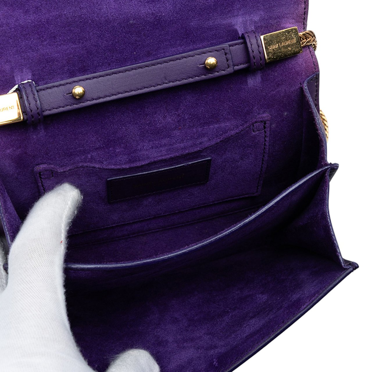 Saint Laurent Mini Leather Chyc Ligne Crossbody Paars