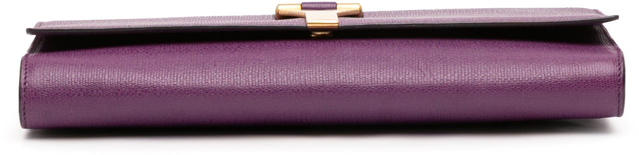 Saint Laurent Textured Leather Chyc Ligne Clutch Paars