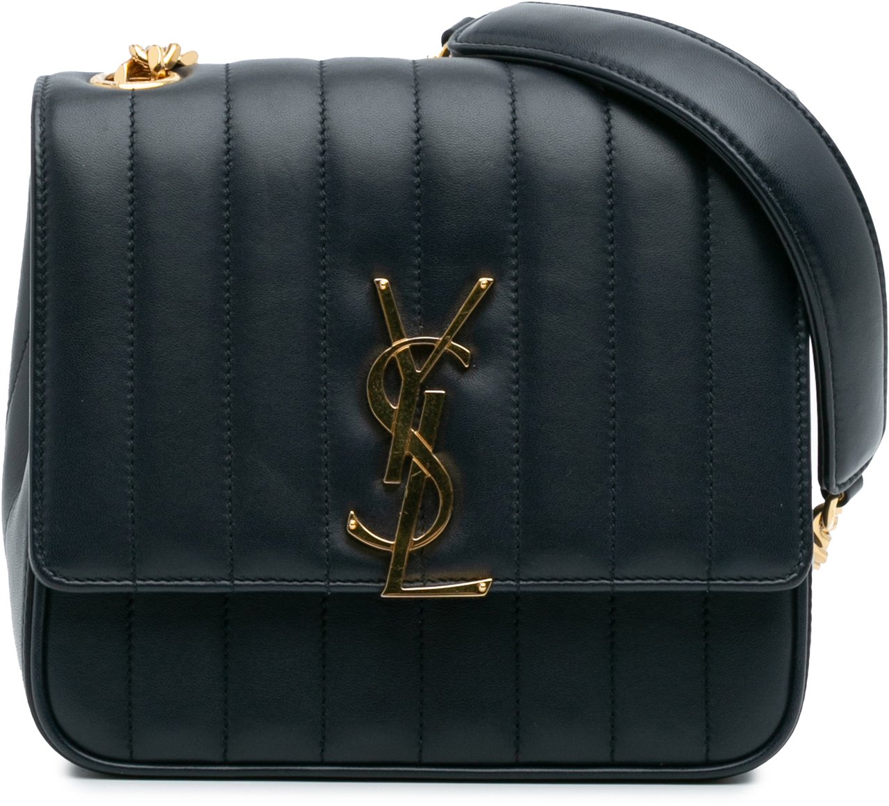 Saint Laurent Medium Lambskin Monogram Vicky Chain Bag Blauw
