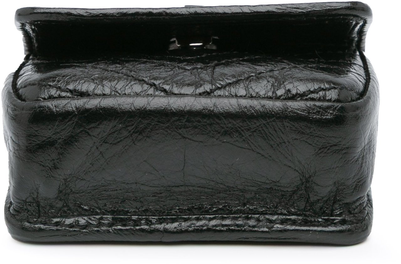 Saint Laurent Micro Crinkled Leather Niki Airpods Case with Chain Zwart