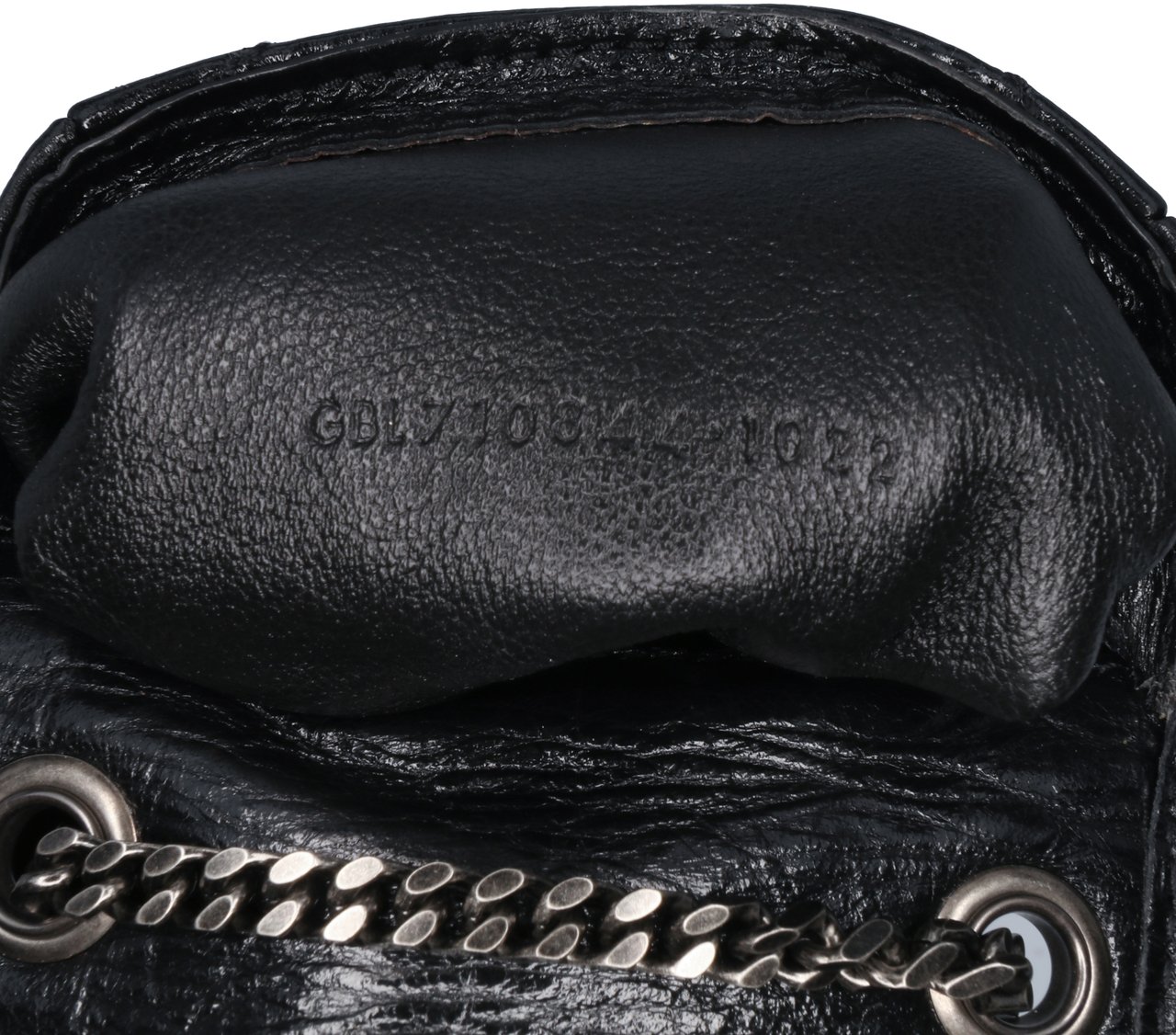 Saint Laurent Micro Crinkled Leather Niki Airpods Case with Chain Zwart