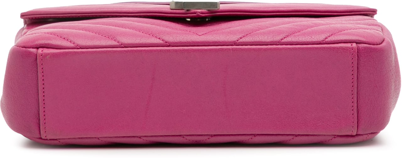 Saint Laurent Medium Chevron Sheepskin Monogram Chain Bag Roze