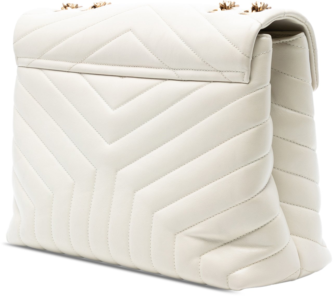 Saint Laurent Large Chevron Leather Monogram LouLou Shoulder Bag Wit