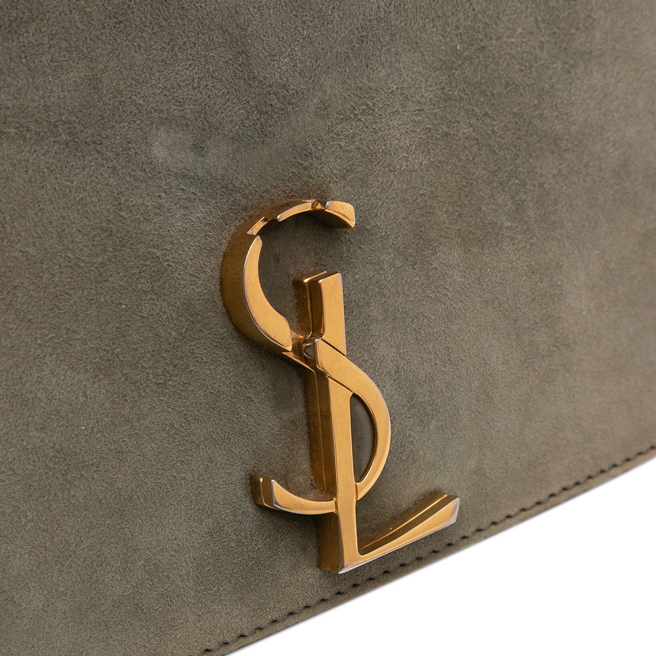 Saint Laurent Suede and Calfskin Monogram Cassandra Clasp Bag Bruin