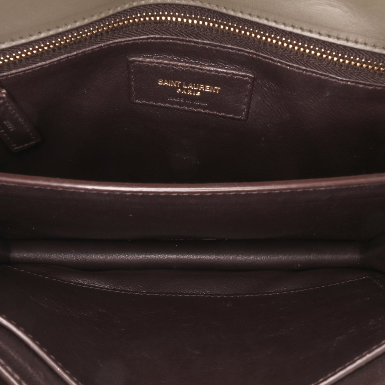 Saint Laurent Suede and Calfskin Monogram Cassandra Clasp Bag Bruin