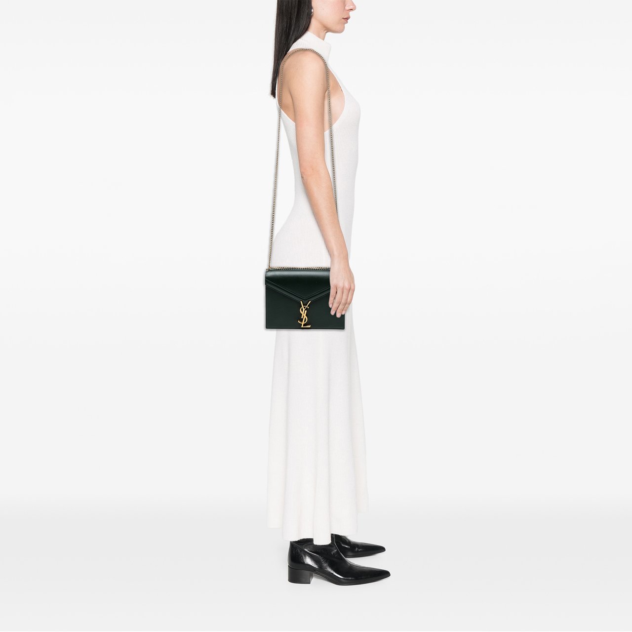 Saint Laurent Grain De Poudre Monogram Cassandra Clasp Bag Groen