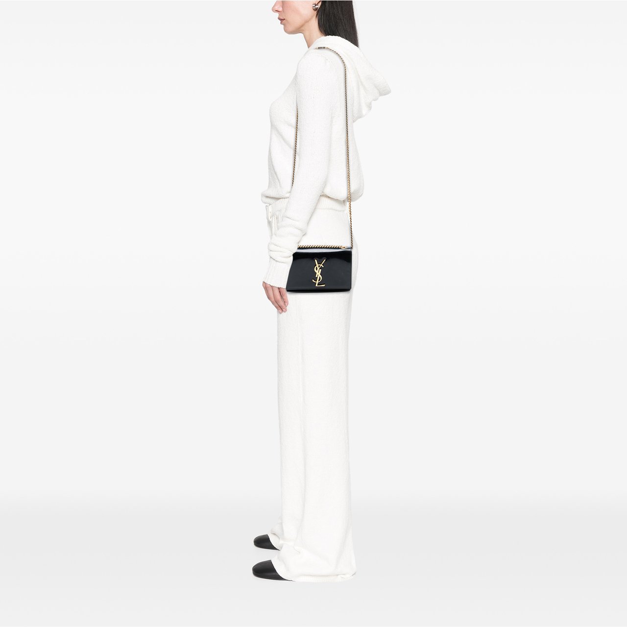 Saint Laurent Small Patent Monogram Kate Crossbody Zwart