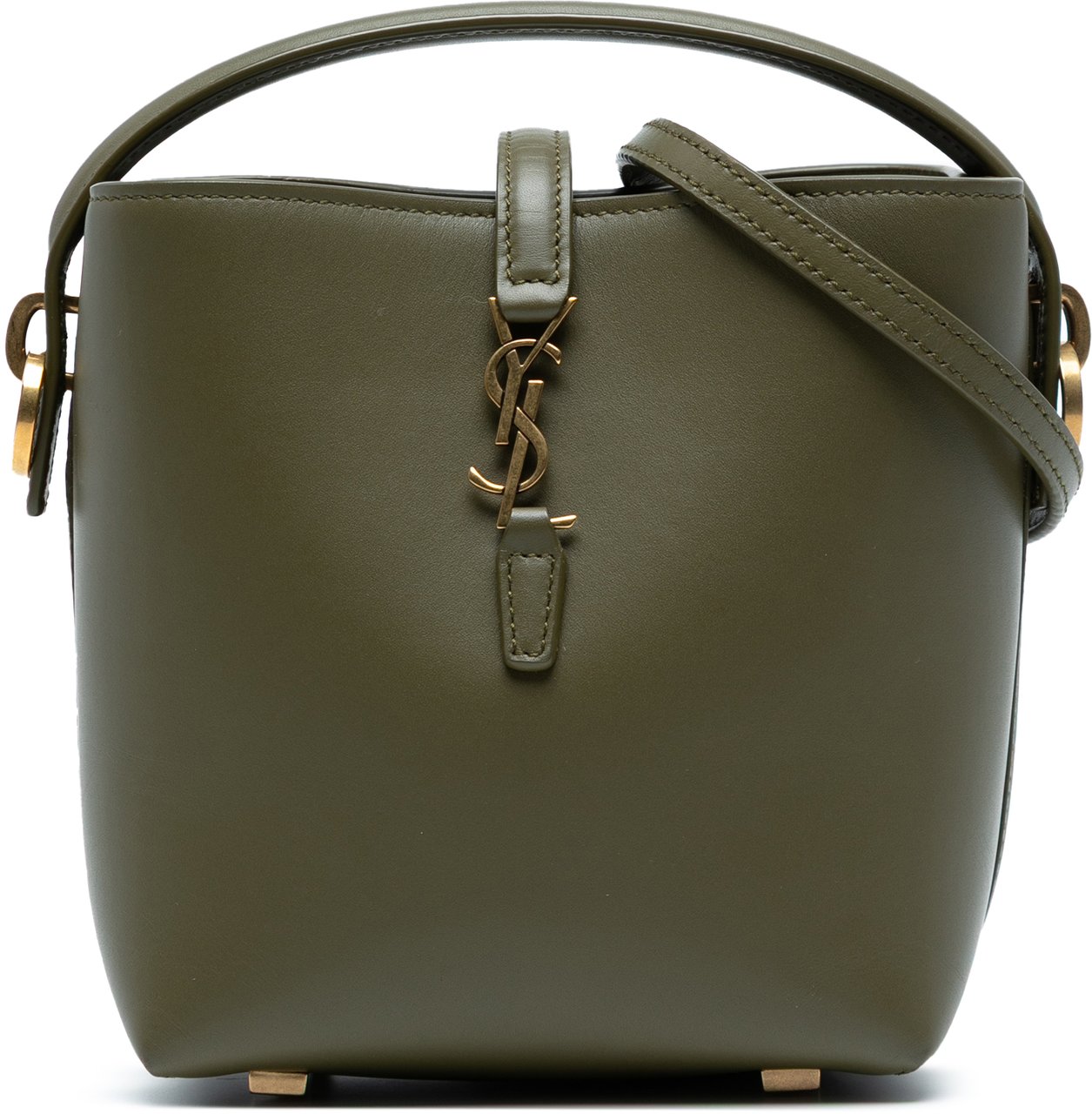 Saint Laurent Mini Shiny Calfskin Le 37 Bucket Bag Groen