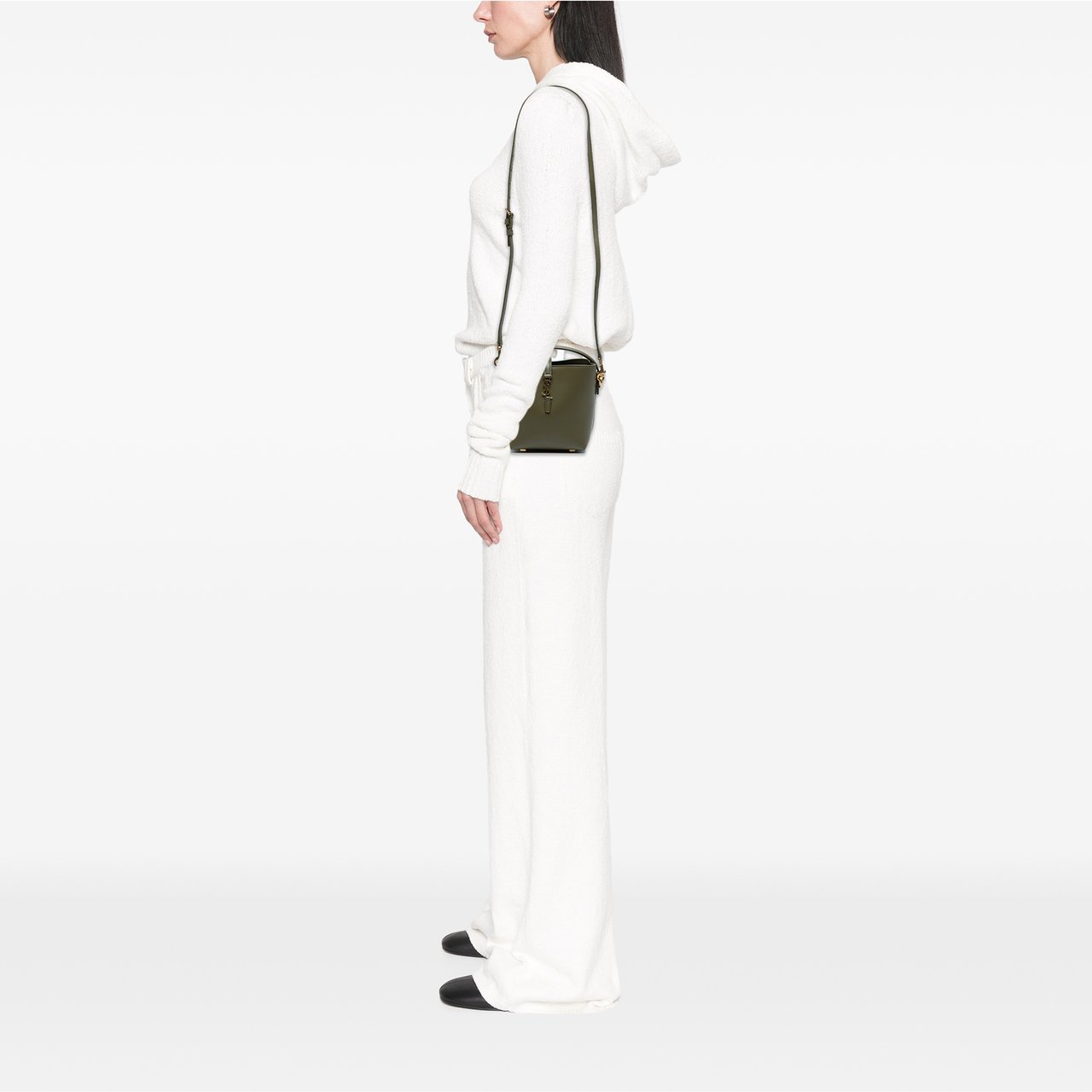 Saint Laurent Mini Shiny Calfskin Le 37 Bucket Bag Groen