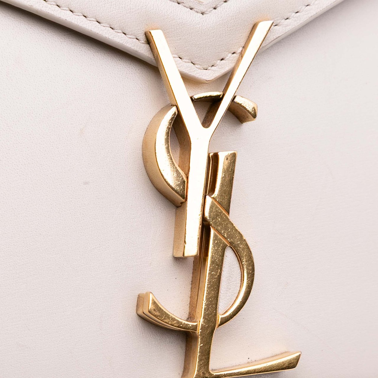 Saint Laurent Calfskin Monogram Cassandra Clasp Bag Wit