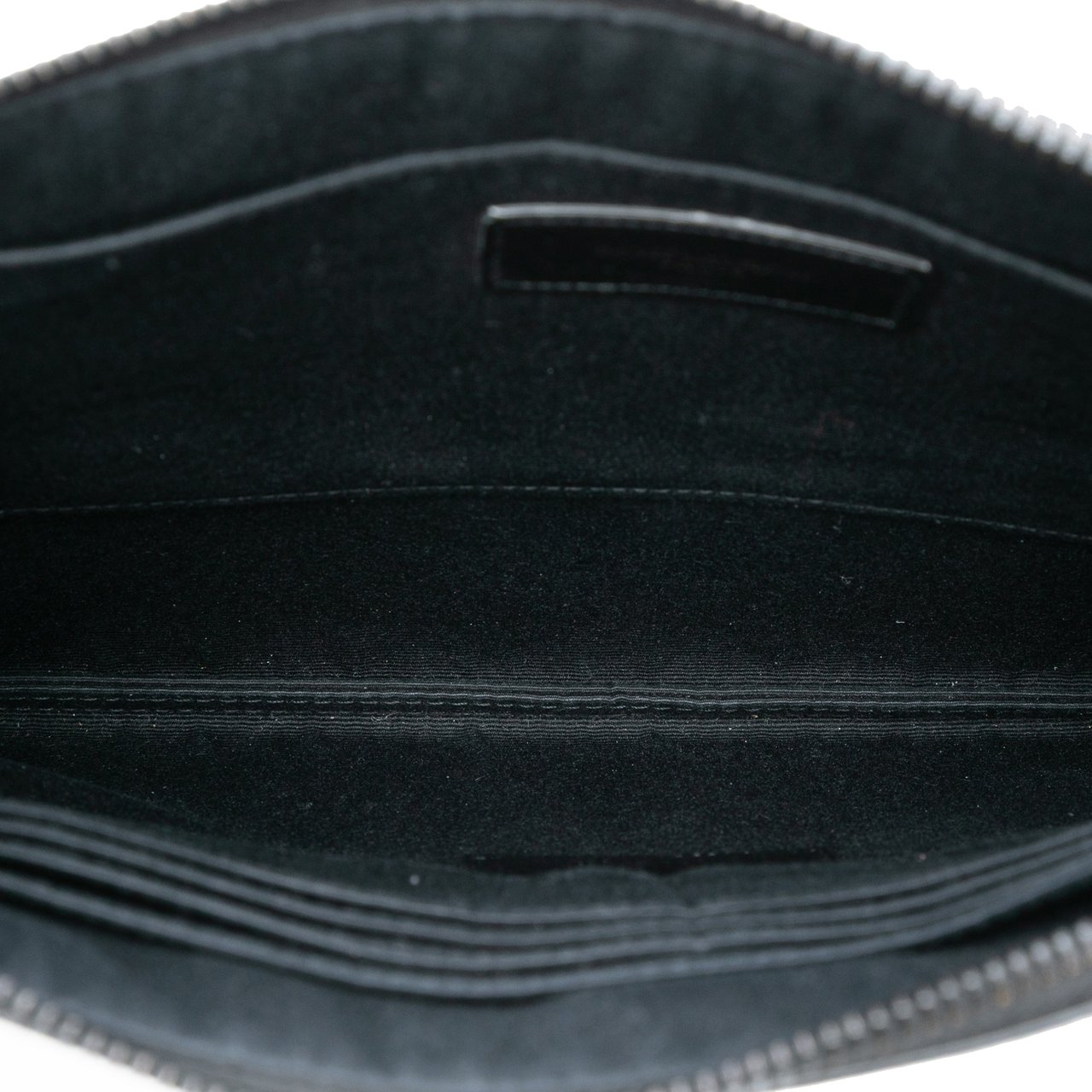 Saint Laurent Croc Embossed Leather Monogram Clutch Zwart