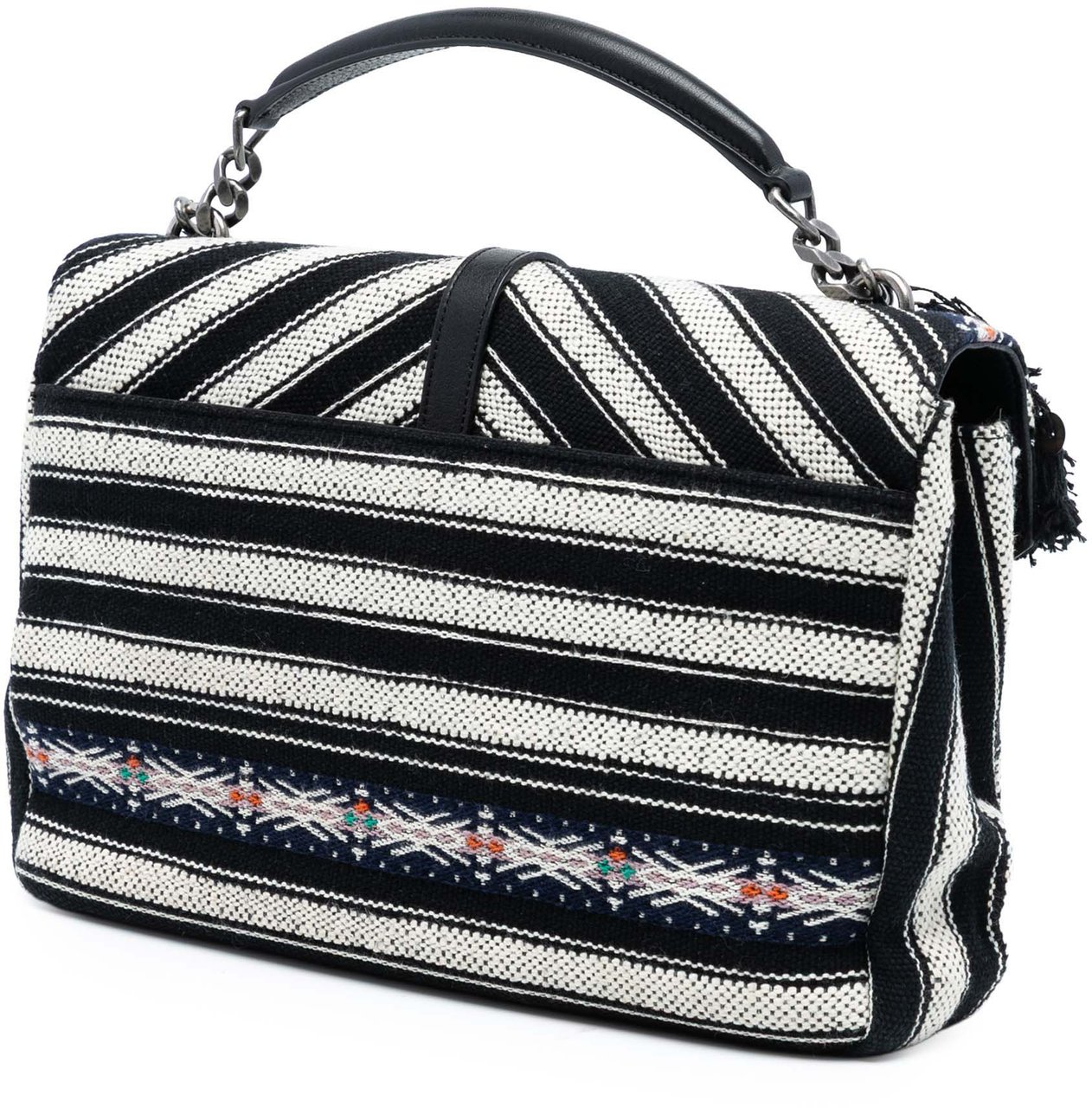 Saint Laurent Large Chevron Berber Monogram College Satchel Zwart
