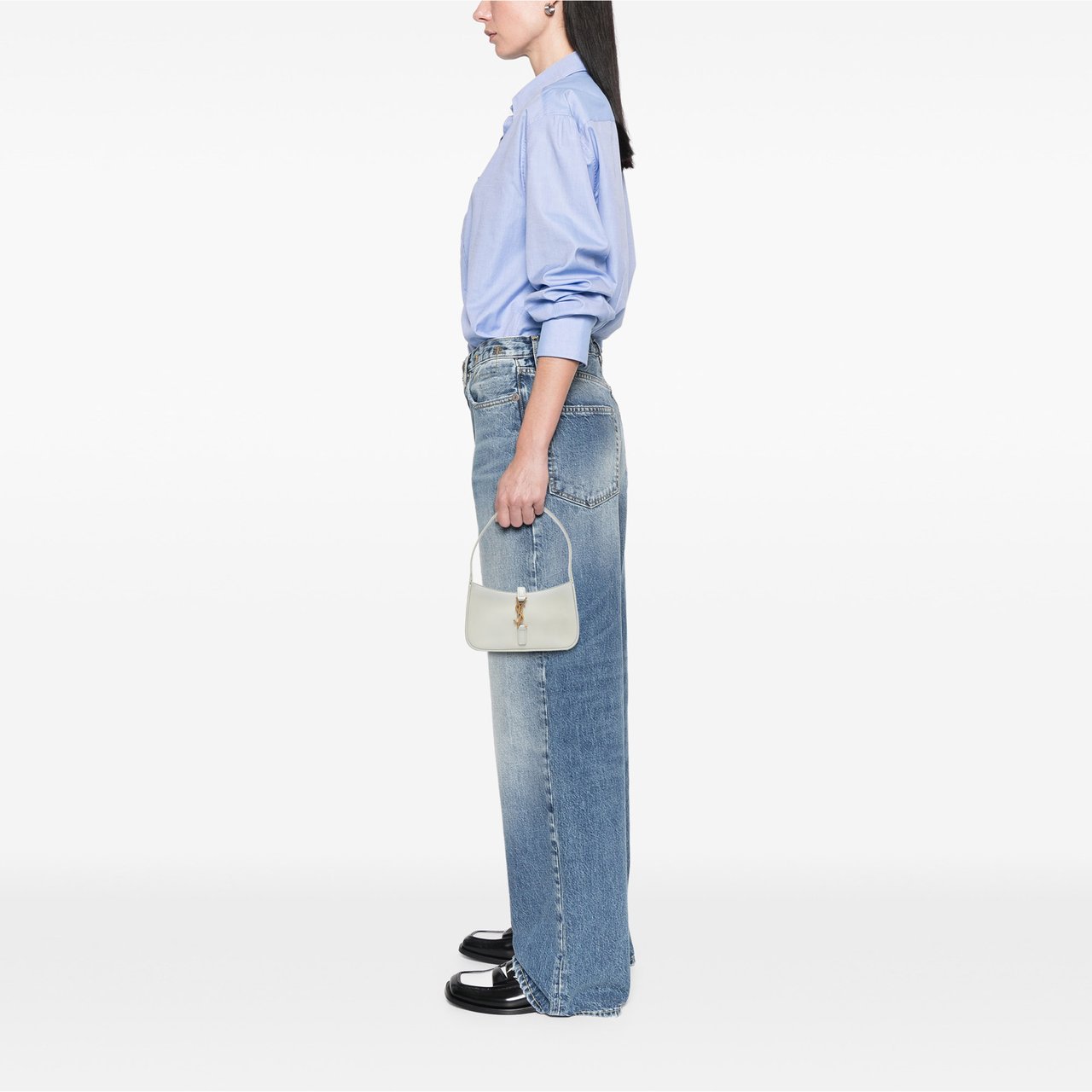 Saint Laurent Mini Smooth Calfskin Le 5 a 7 Hobo Wit