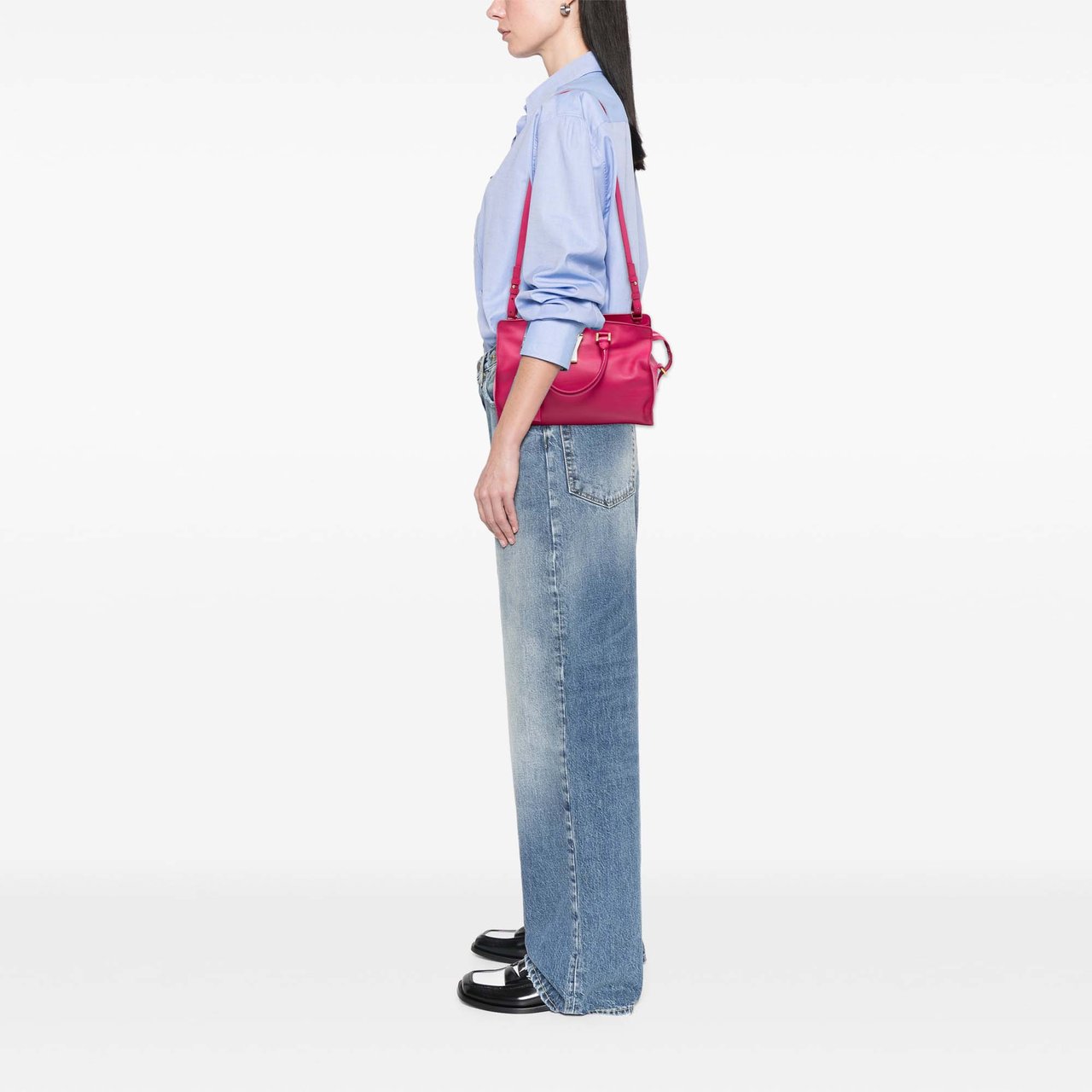 Saint Laurent Small Calfskin Cabas Chyc Satchel Roze