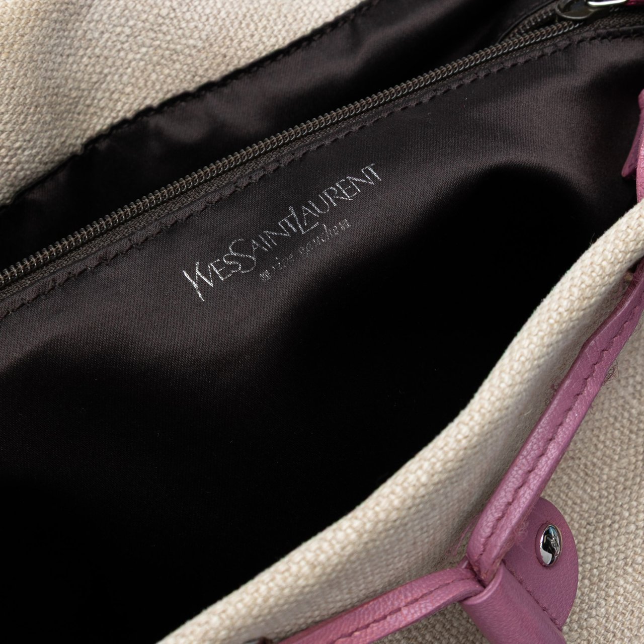 Saint Laurent Canvas Fringed Heart Applique Tote Bruin