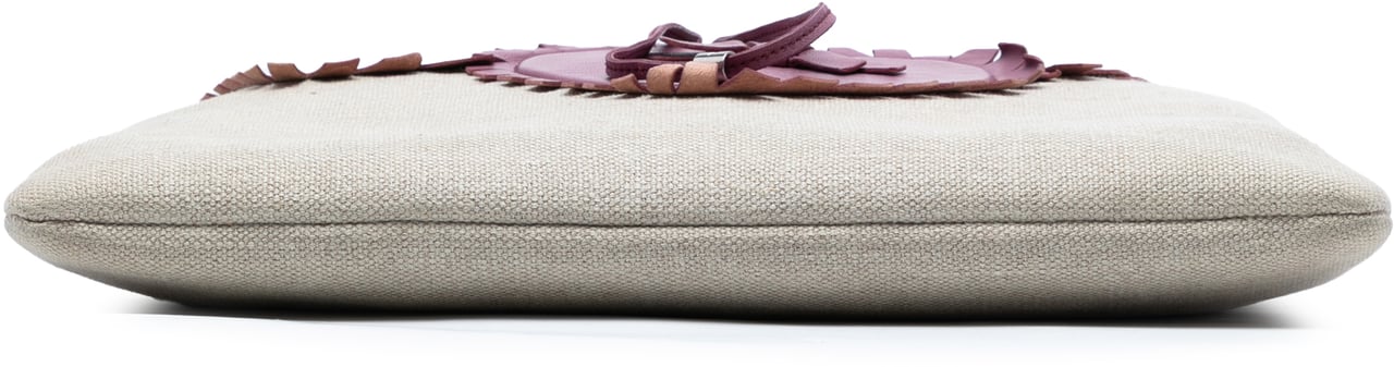 Saint Laurent Canvas Fringed Heart Applique Tote Bruin