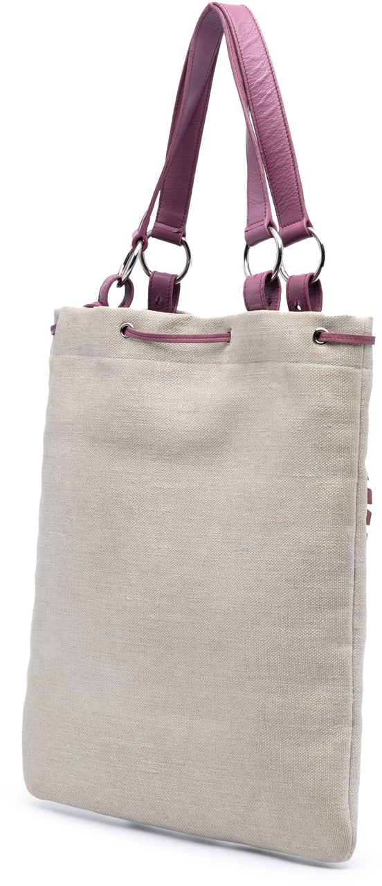 Saint Laurent Canvas Fringed Heart Applique Tote Bruin