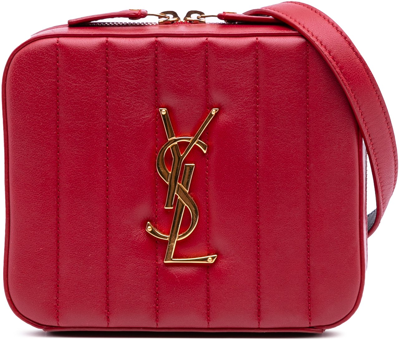Saint Laurent Lambskin Matelasse Monogram Vicky Belt Bag Rood