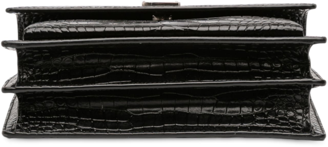 Saint Laurent Medium Croc Embossed Leather Sunset Crossbody Zwart