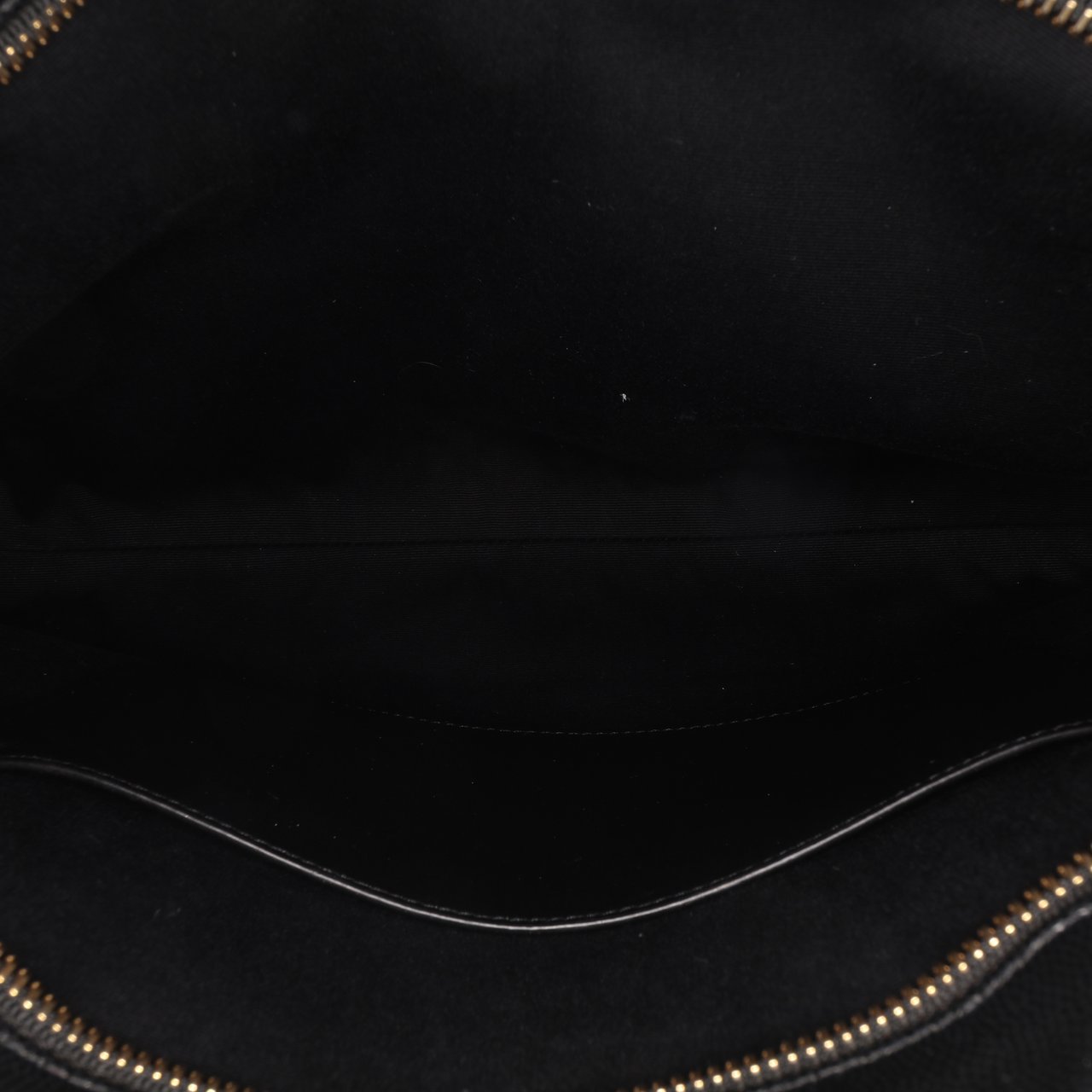 Saint Laurent Medium Chevron Grain De Poudre Tribeca Shopping Tote Zwart