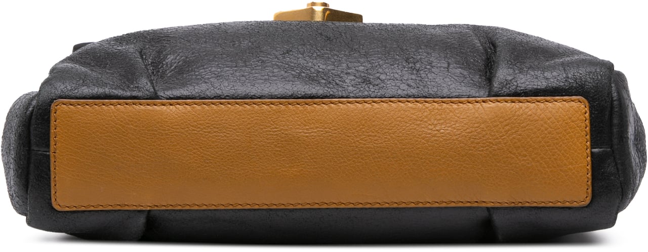 Saint Laurent Shearling Trimmed Leather Sac Dandy Crossbody Zwart