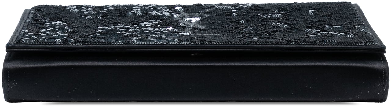 Saint Laurent Sequin Monogram Kate Wallet on Chain Zwart
